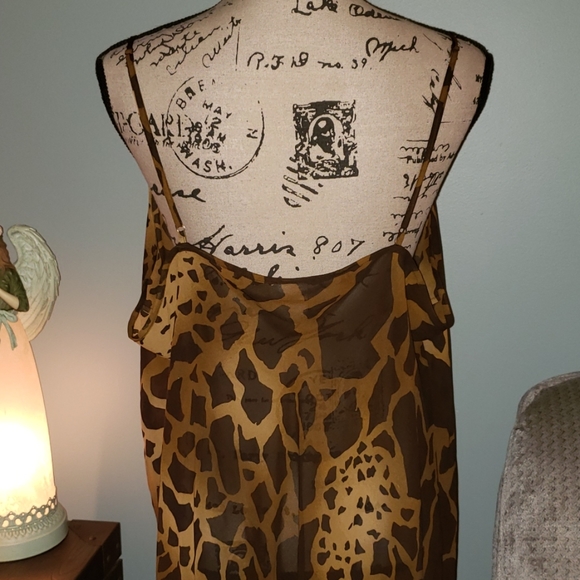 Plus Semi-sheer Giraffe Ruffle Assymetrical Gown - Picture 7 of 8